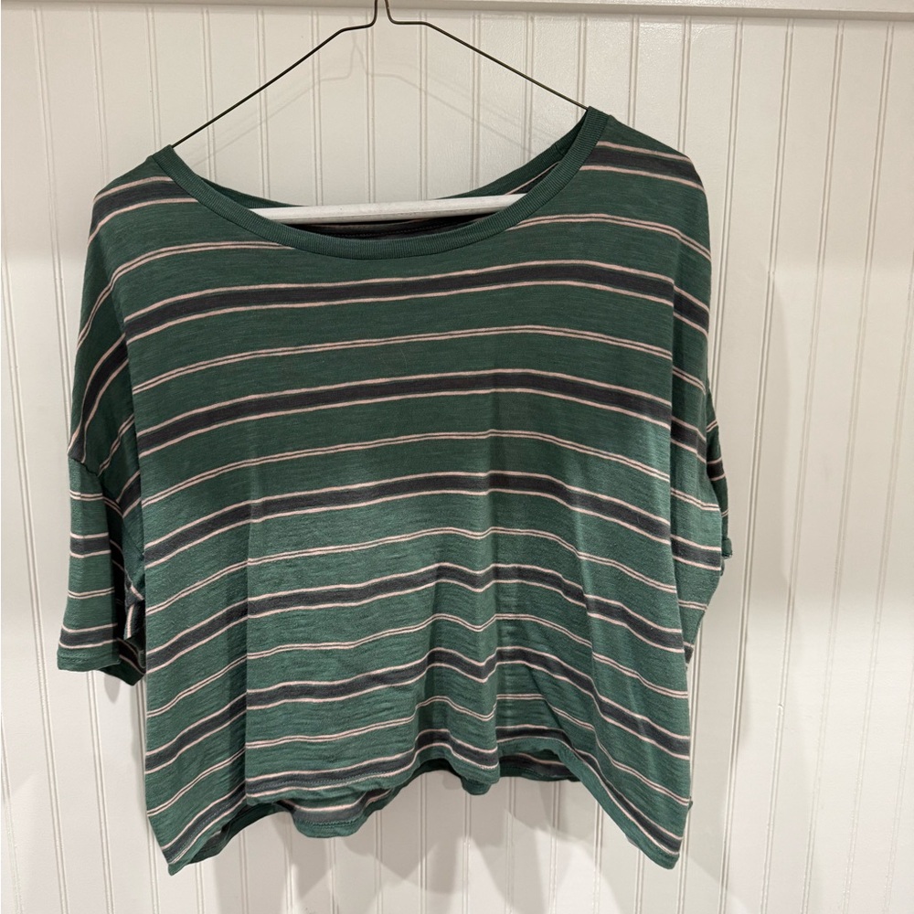 American Eagle Outfitters Green Striped Tee